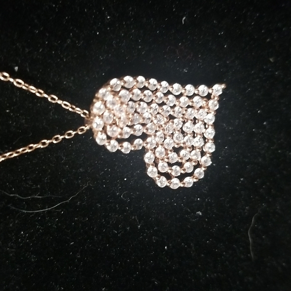 PENDANT W/CHAIN ♥️Rose Gold over 925 SS.Diamond Simulants NWOT J#45 - Picture 3 of 5